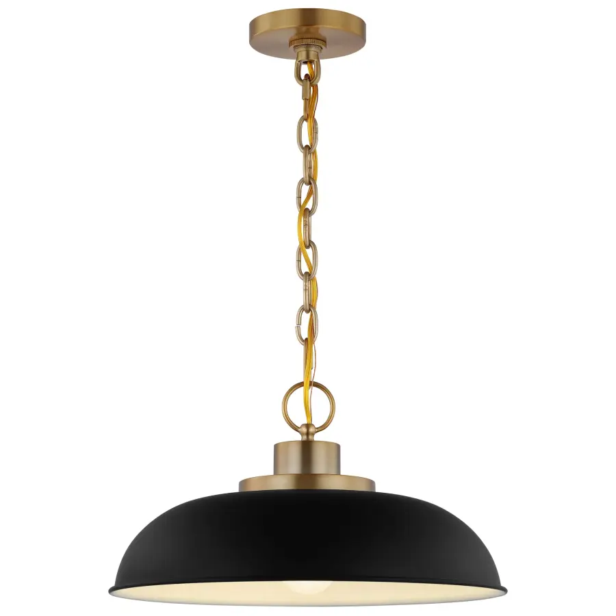 Colony Small Pendant Light in Matte Black with Burnished Brass - Image 2