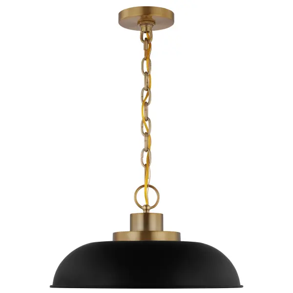 Colony Small Pendant Light in Matte Black with Burnished Brass - Image 3