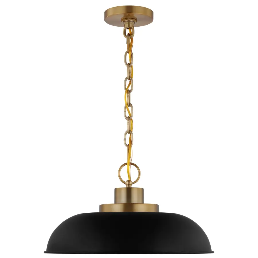 Colony Small Pendant Light in Matte Black with Burnished Brass - Image 3