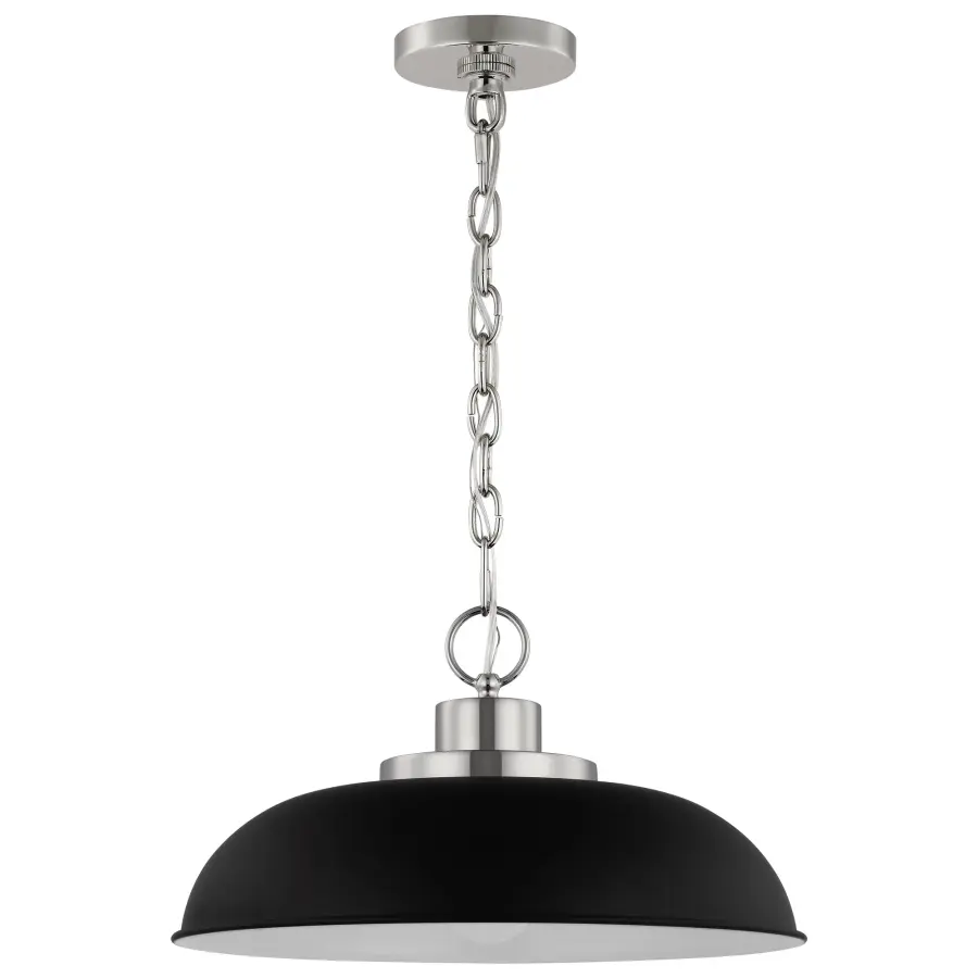 Colony Small Pendant Light in Matte Black with Polished Nickel - Image 1