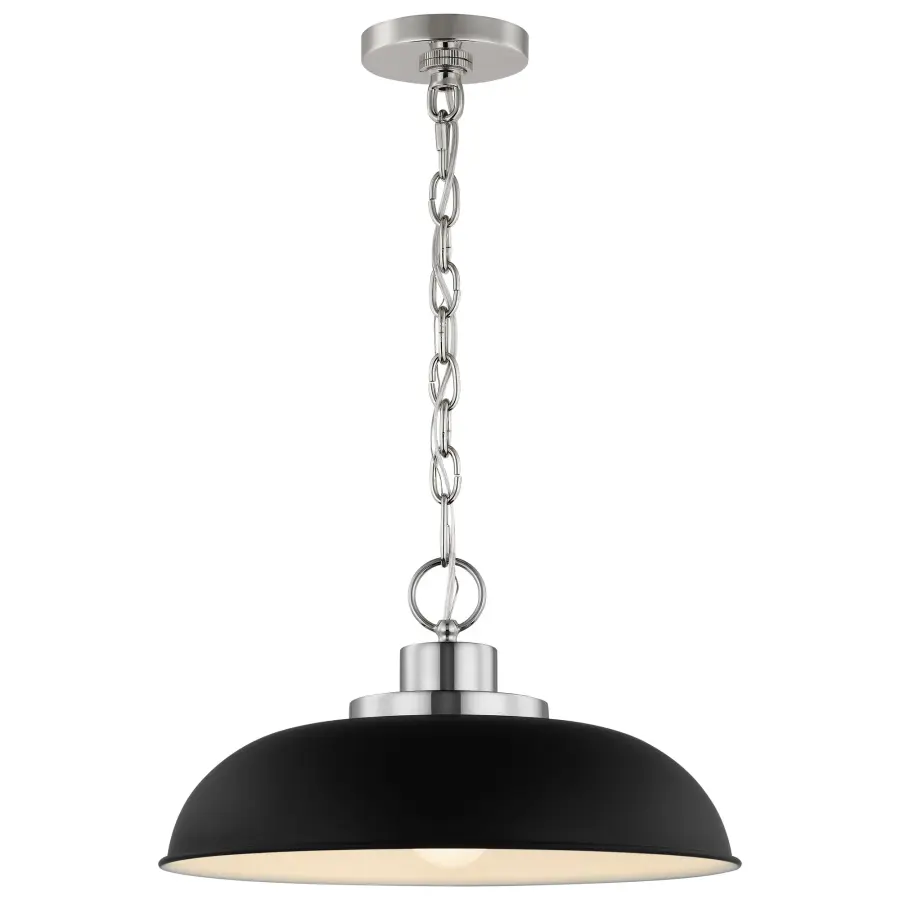 Colony Small Pendant Light in Matte Black with Polished Nickel - Image 2