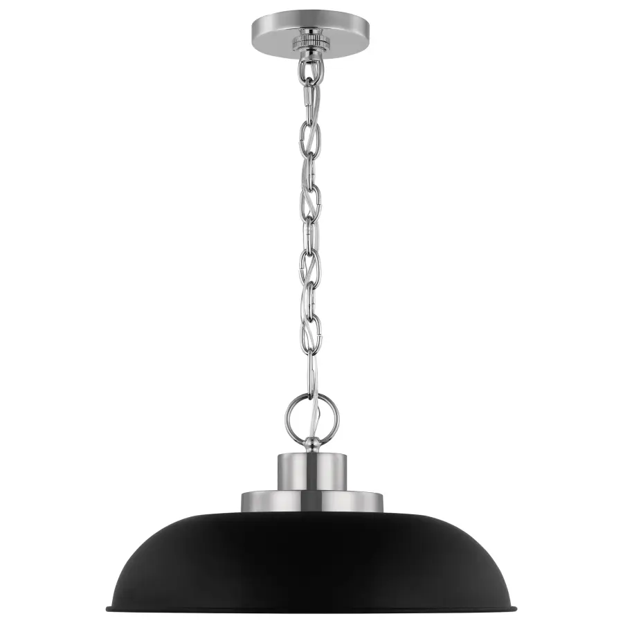 Colony Small Pendant Light in Matte Black with Polished Nickel - Image 3