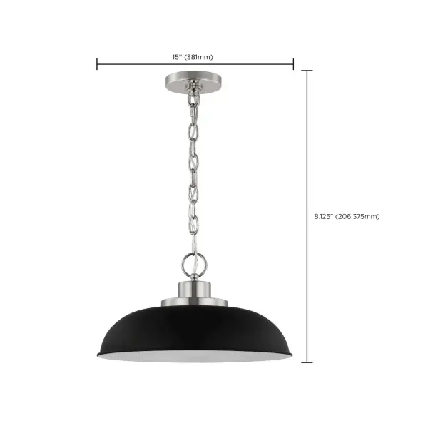 Colony Small Pendant Light in Matte Black with Polished Nickel - Image 7