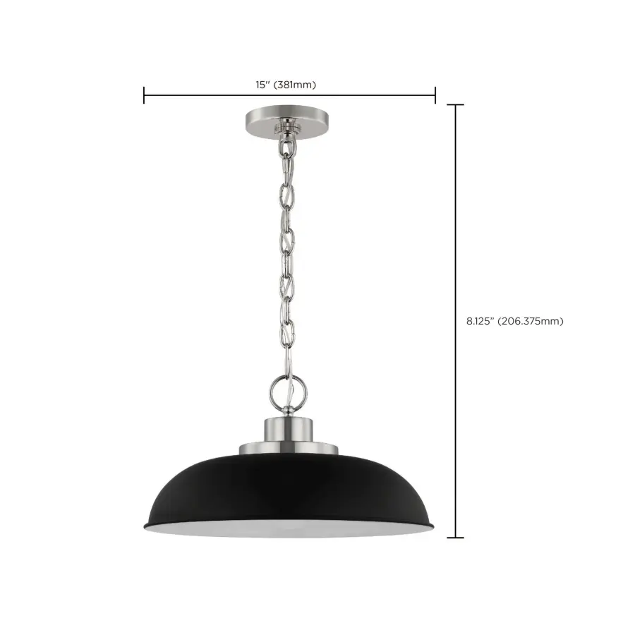 Colony Small Pendant Light in Matte Black with Polished Nickel - Image 7