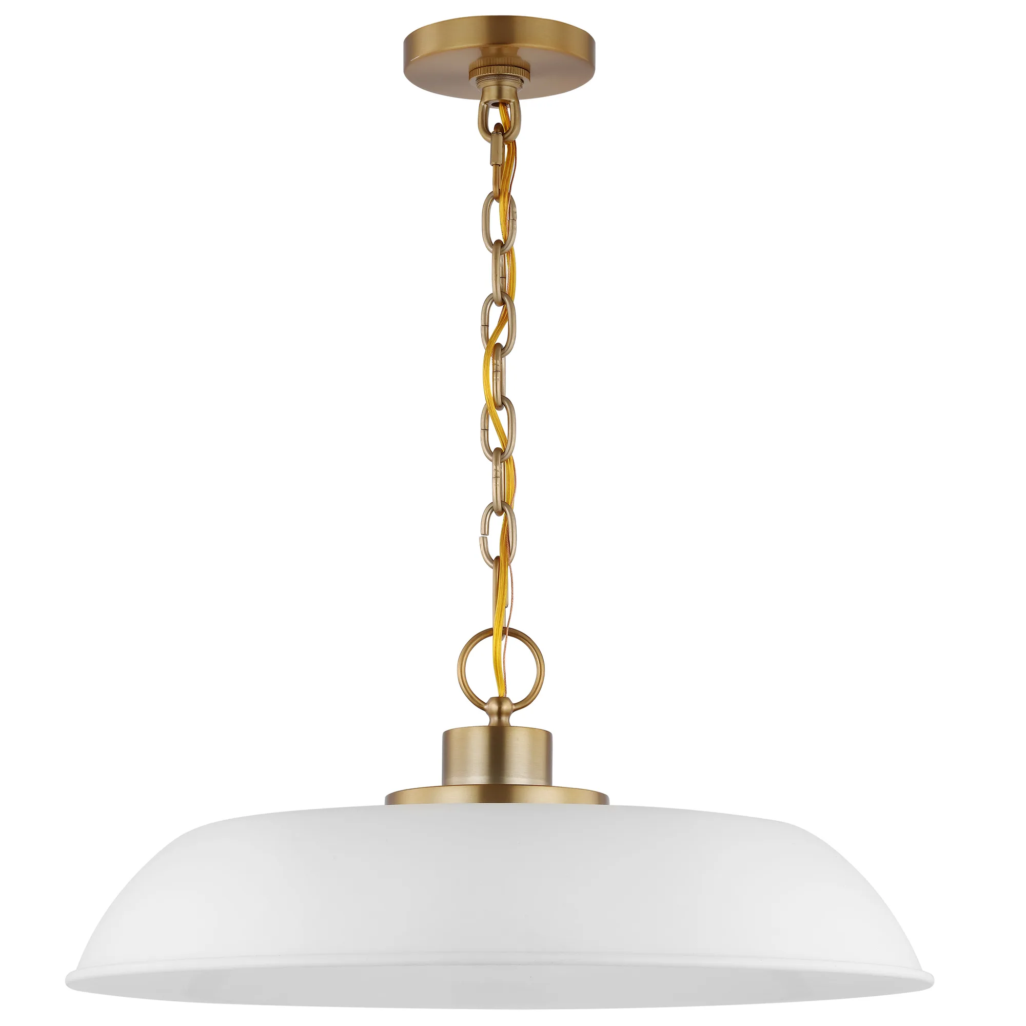 Colony Medium Pendant - Matte White with Burnished Brass
