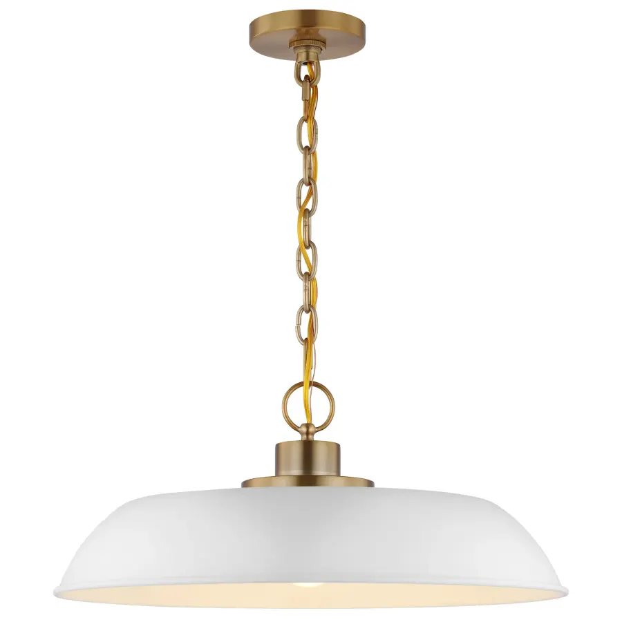 Colony Medium Pendant - Matte White with Burnished Brass - Image 2