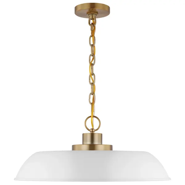 Colony Medium Pendant - Matte White with Burnished Brass - Image 3