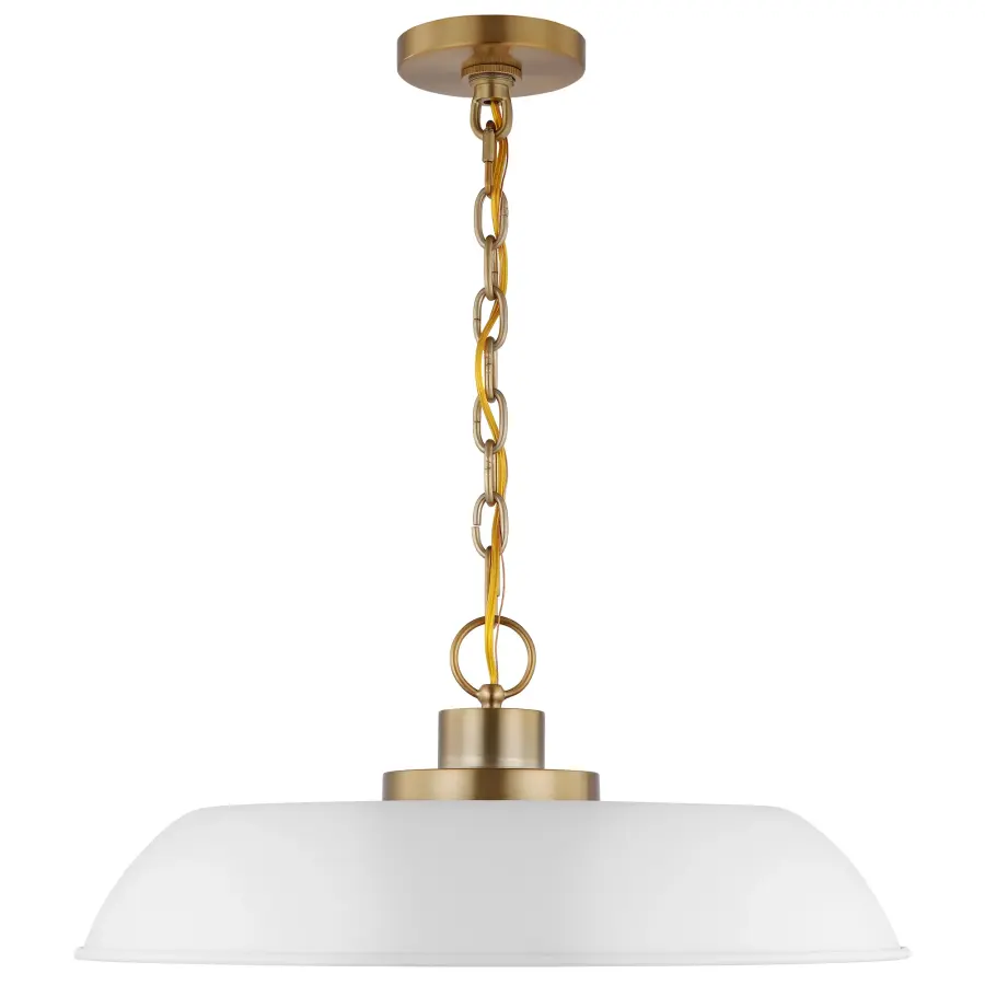 Colony Medium Pendant - Matte White with Burnished Brass - Image 3
