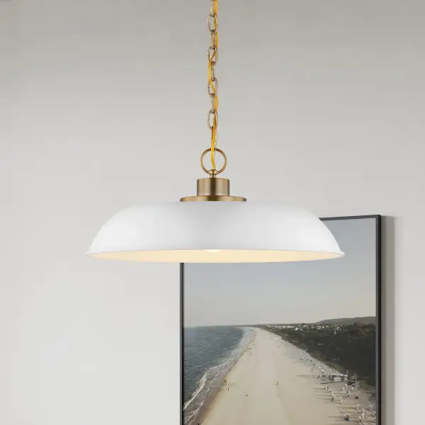 Colony Medium Pendant - Matte White with Burnished Brass - Image 6