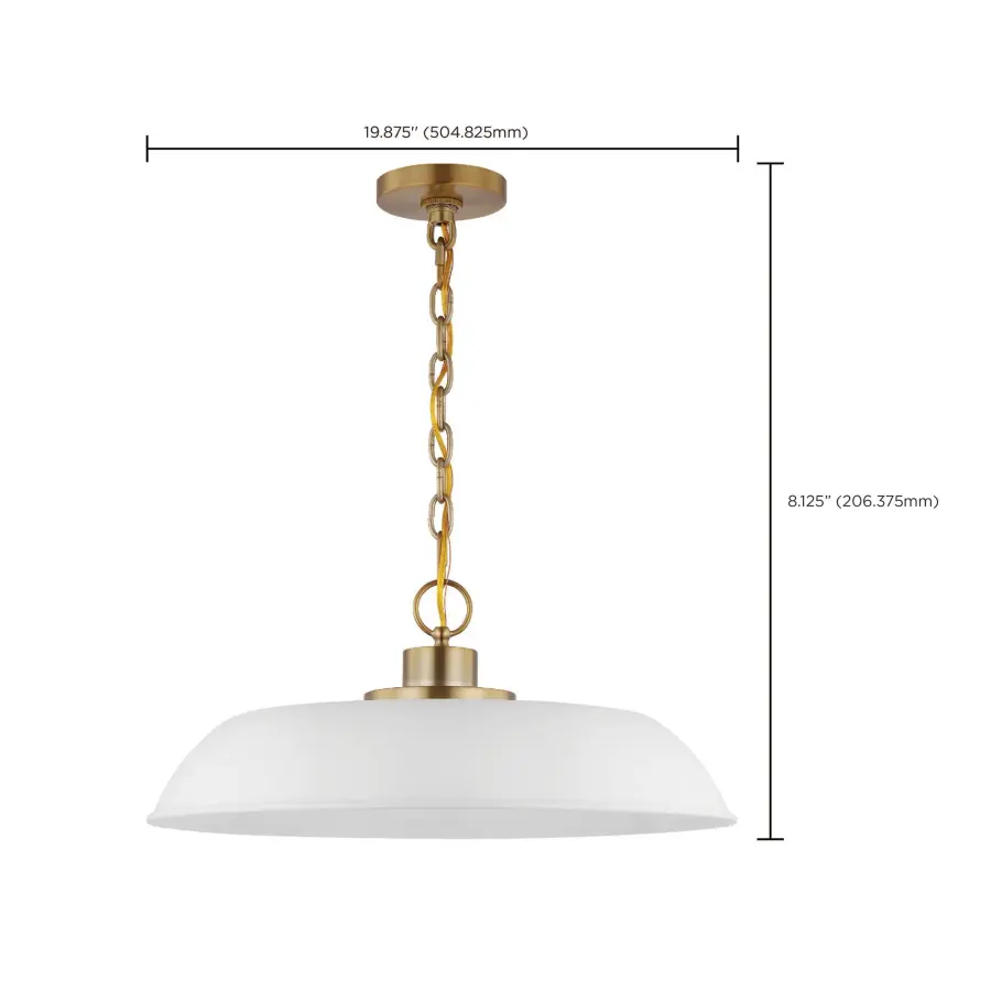 Colony Medium Pendant - Matte White with Burnished Brass - Image 7