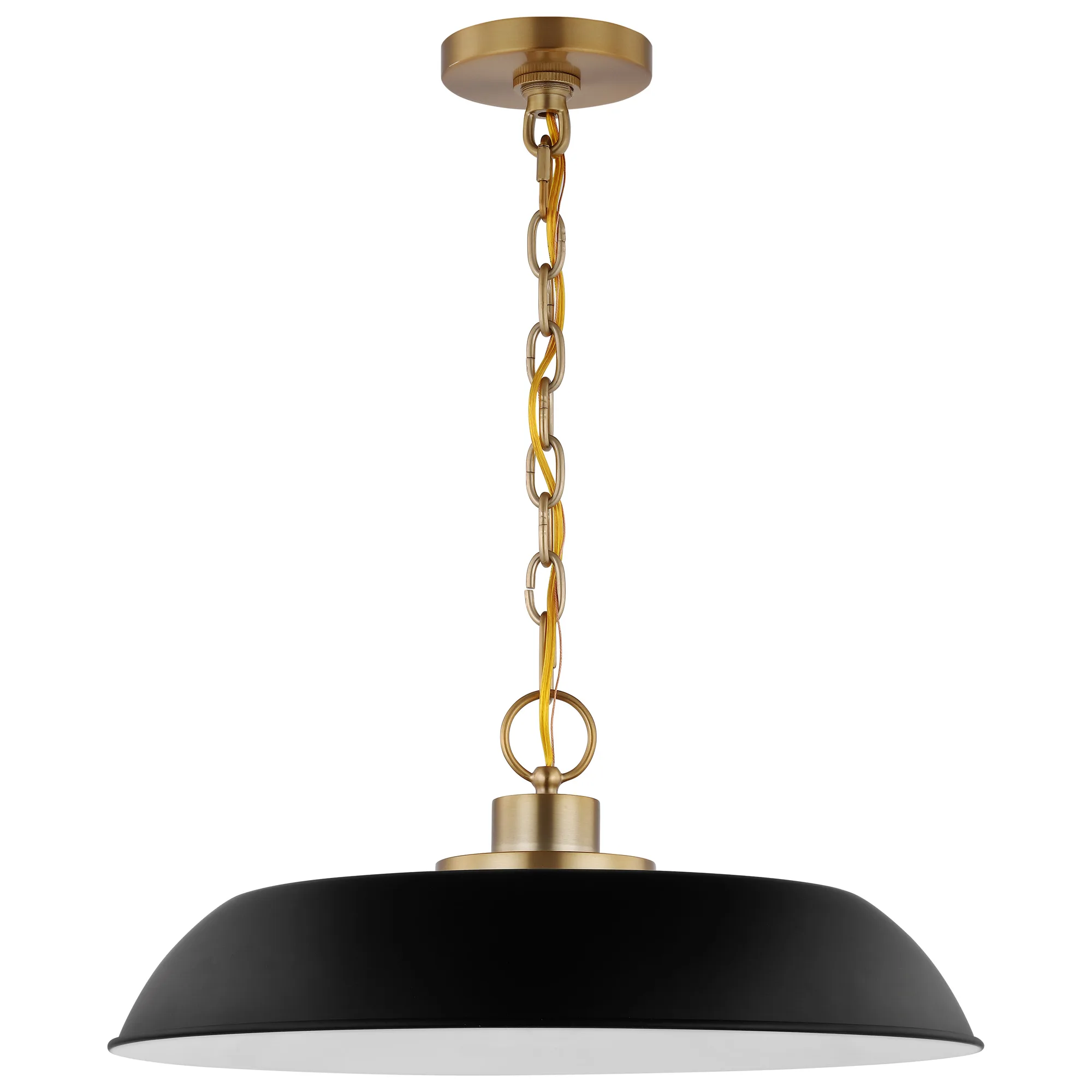 Colony Medium Pendant in Matte Black with Burnished Brass
