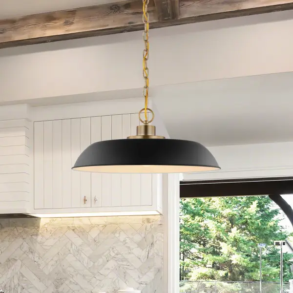 Colony Medium Pendant in Matte Black with Burnished Brass - Image 6