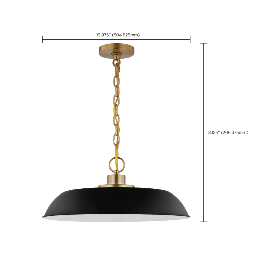 Colony Medium Pendant in Matte Black with Burnished Brass - Image 7