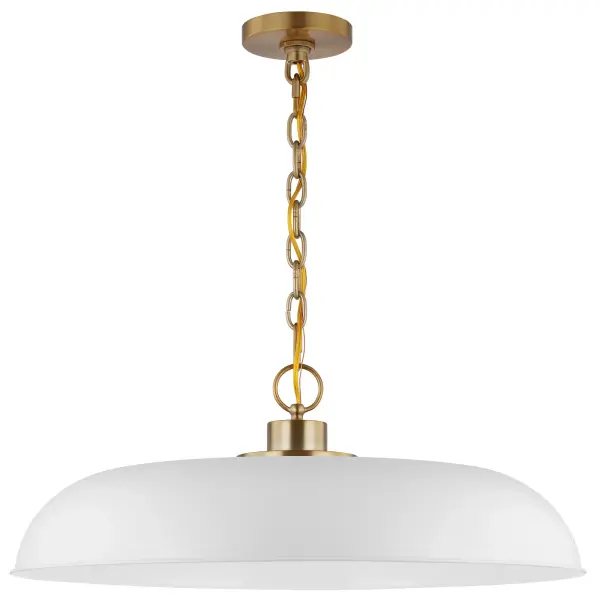 Colony Large Pendant - Matte White with Burnished Brass - Image 1