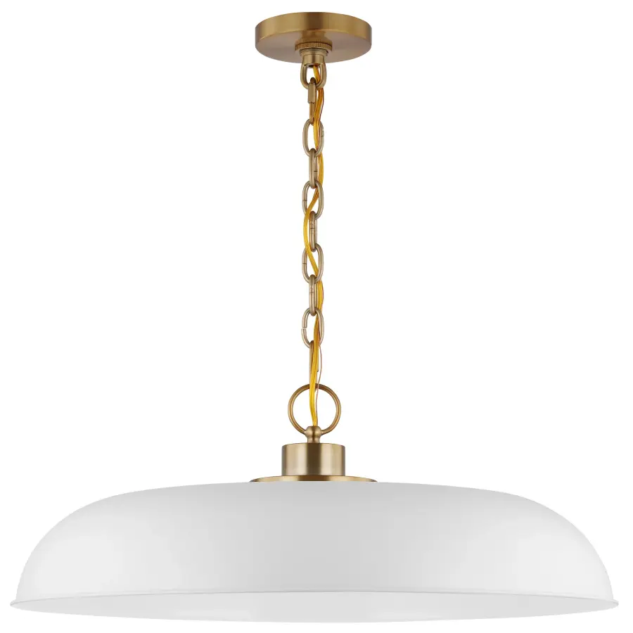 Colony Large Pendant - Matte White with Burnished Brass - Image 1