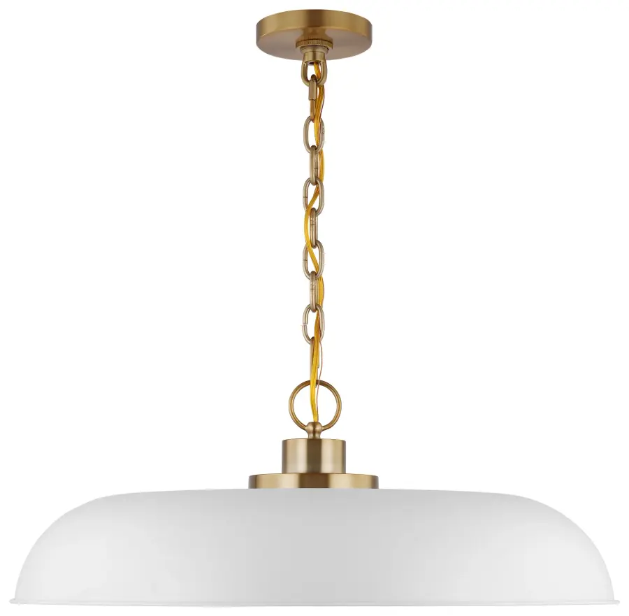 Colony Large Pendant - Matte White with Burnished Brass - Image 3
