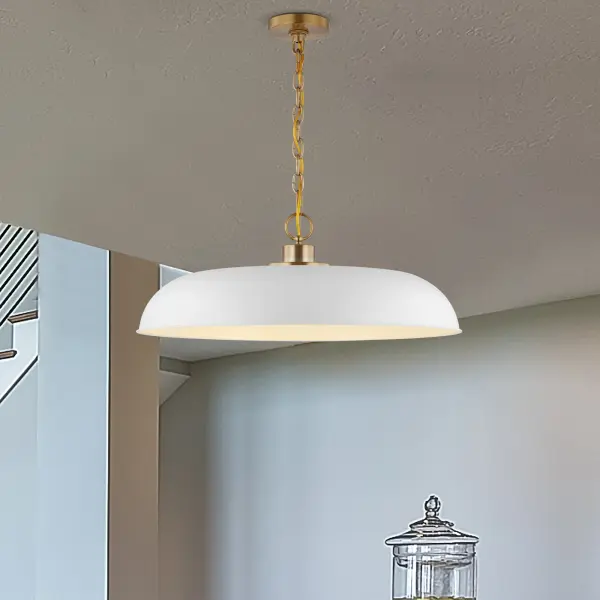 Colony Large Pendant - Matte White with Burnished Brass - Image 6