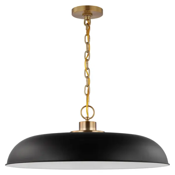 Colony Large Pendant Light in Matte Black with Burnished Brass - Image 1