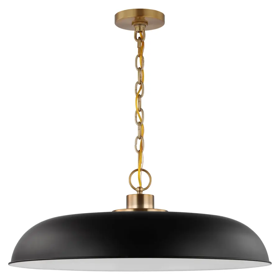 Colony Large Pendant Light in Matte Black with Burnished Brass - Image 1