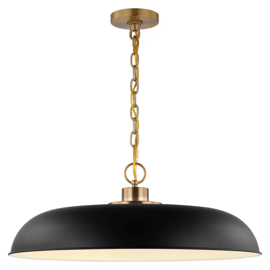 Colony Large Pendant Light in Matte Black with Burnished Brass - Image 2