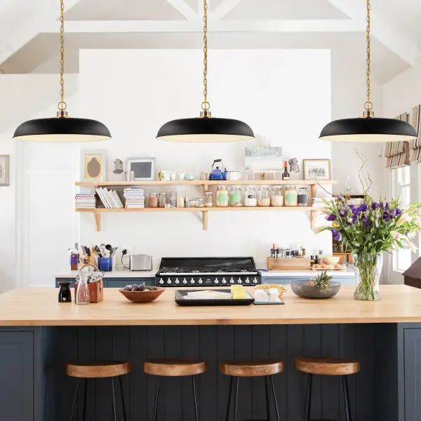 Colony Large Pendant Light in Matte Black with Burnished Brass - Image 5