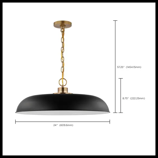 Colony Large Pendant Light in Matte Black with Burnished Brass - Image 6