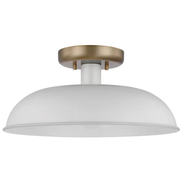 Colony Small Semi-Flush Mount - Matte White with Burnished Brass - Image 1