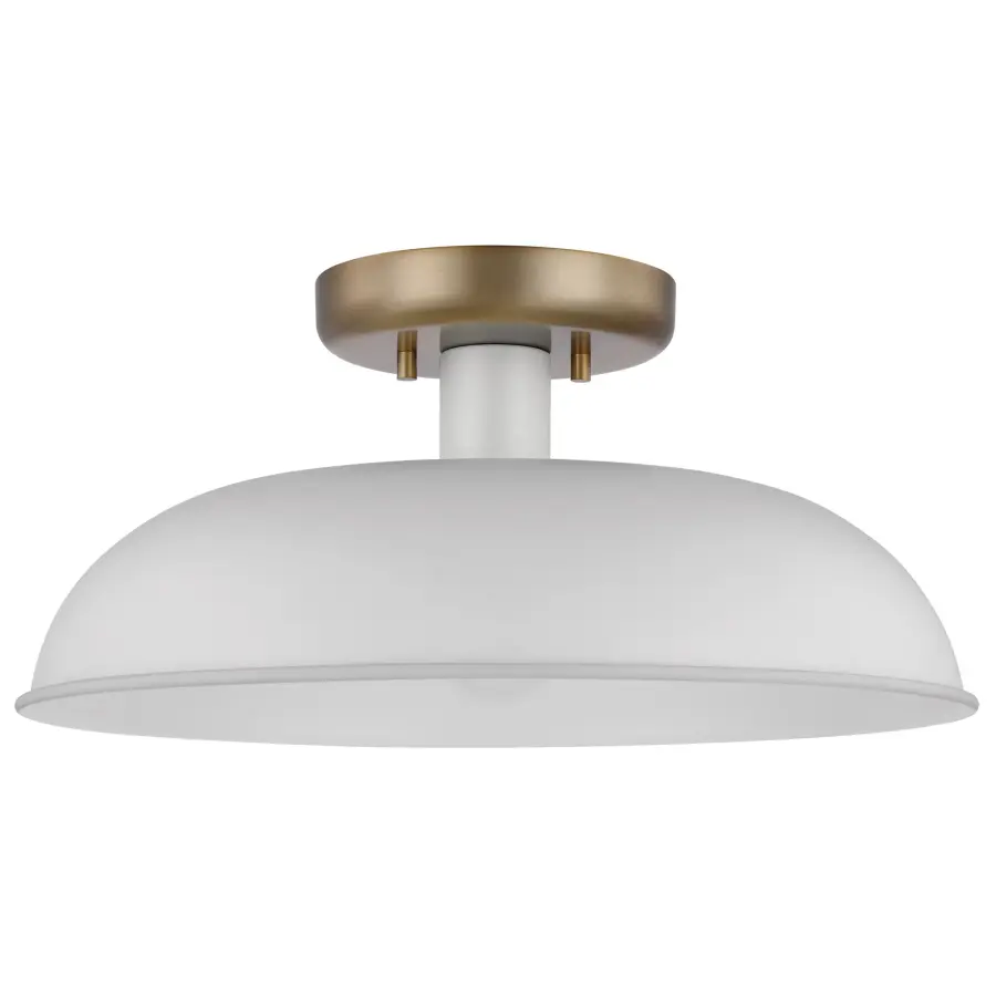 Colony Small Semi-Flush Mount - Matte White with Burnished Brass - Image 1
