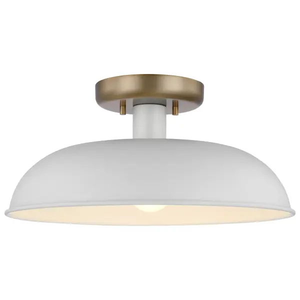 Colony Small Semi-Flush Mount - Matte White with Burnished Brass - Image 2