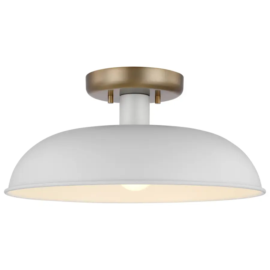 Colony Small Semi-Flush Mount - Matte White with Burnished Brass - Image 2