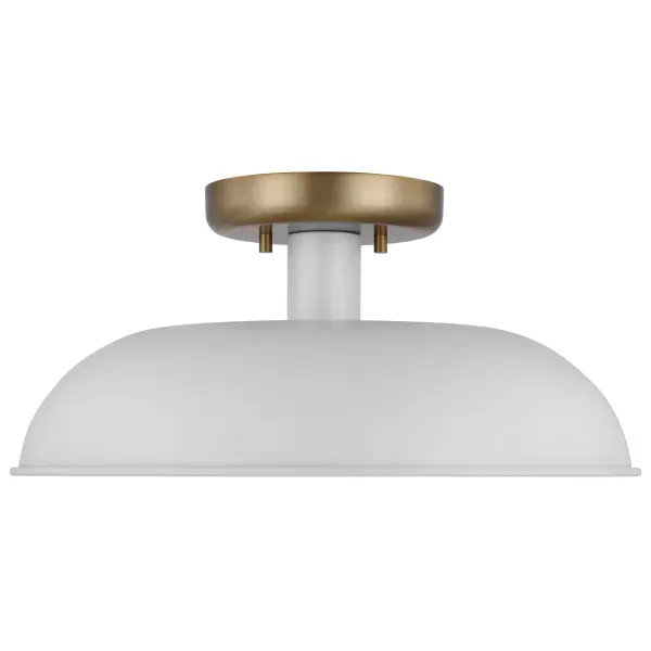 Colony Small Semi-Flush Mount - Matte White with Burnished Brass - Image 3