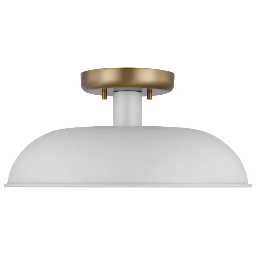 Colony Small Semi-Flush Mount - Matte White with Burnished Brass - Image 3