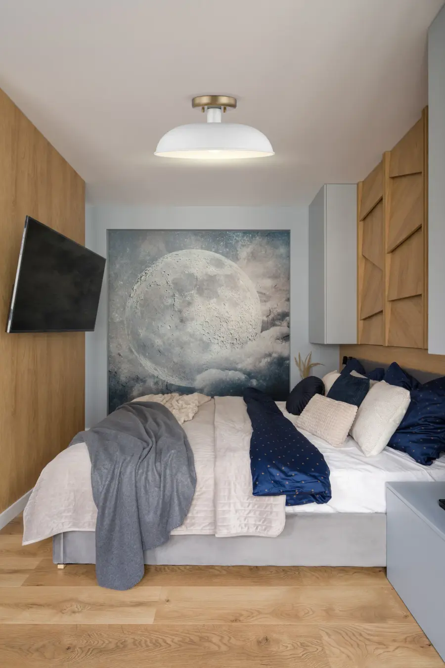 Colony Small Semi-Flush Mount - Matte White with Burnished Brass - Image 4