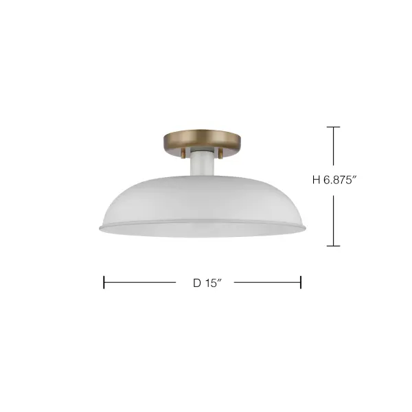 Colony Small Semi-Flush Mount - Matte White with Burnished Brass - Image 6