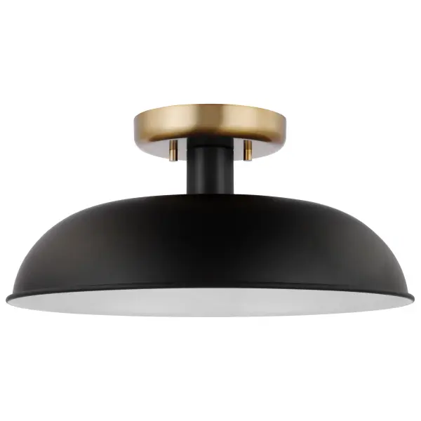 Colony Small Semi-Flush Mount - Matte Black with Burnished Brass - Image 1
