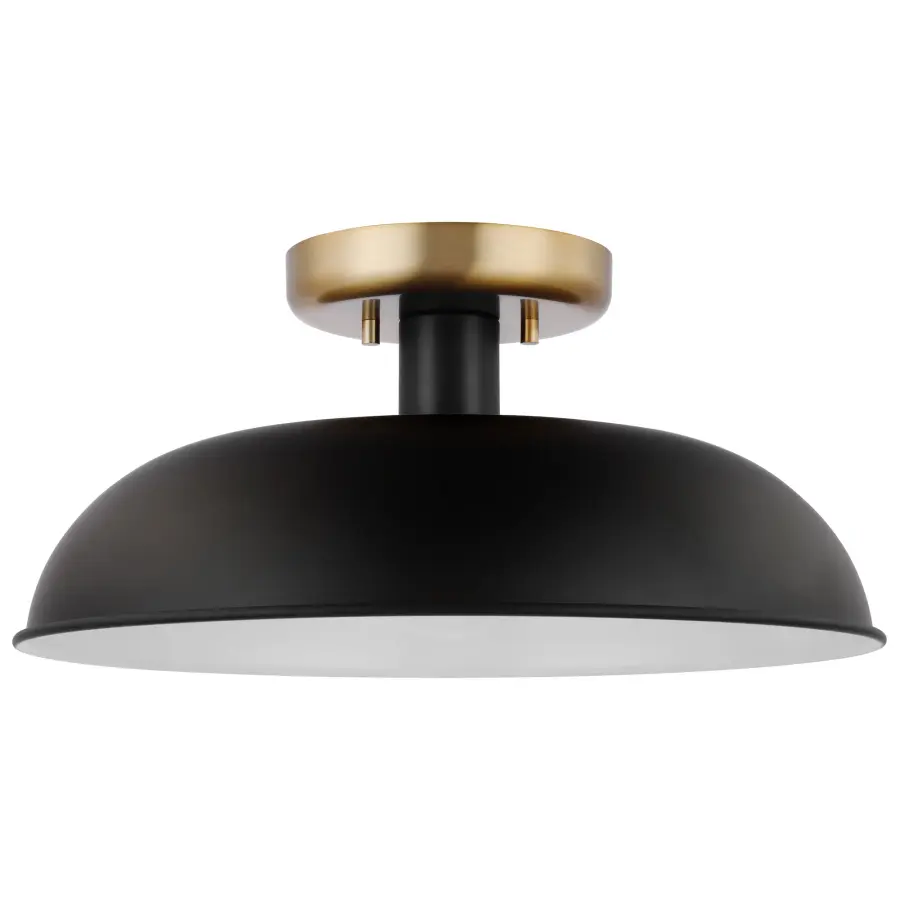 Colony Small Semi-Flush Mount - Matte Black with Burnished Brass - Image 1