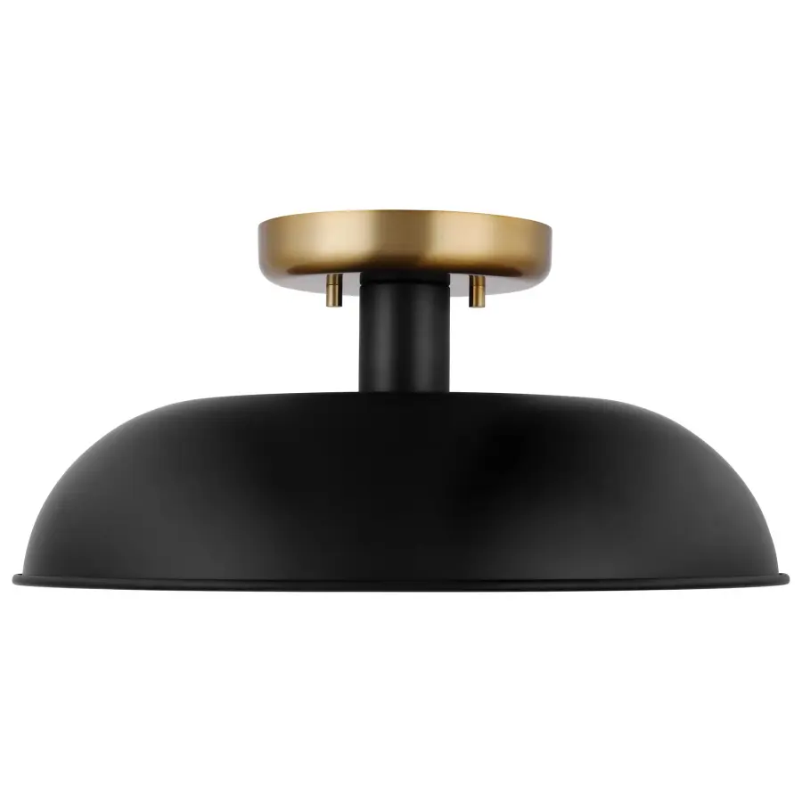Colony Small Semi-Flush Mount - Matte Black with Burnished Brass - Image 3