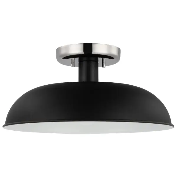 Colony Small Semi-Flush Mount - Matte Black with Polished Nickel - Image 1