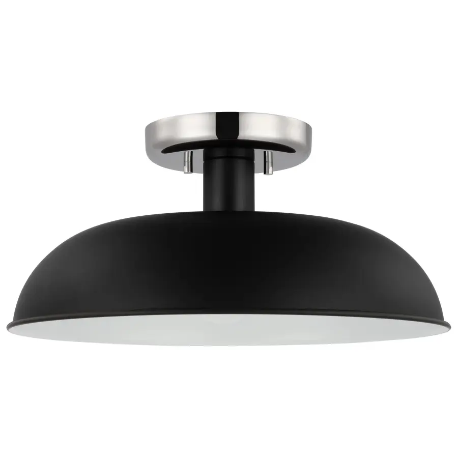 Colony Small Semi-Flush Mount - Matte Black with Polished Nickel - Image 1
