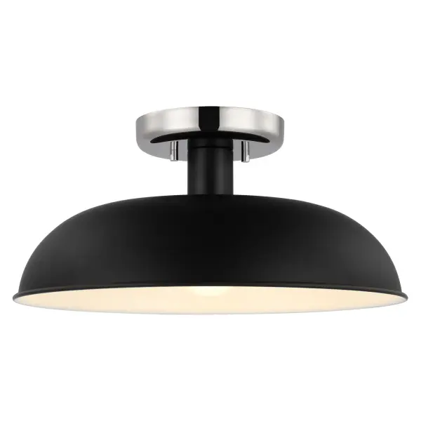Colony Small Semi-Flush Mount - Matte Black with Polished Nickel - Image 2