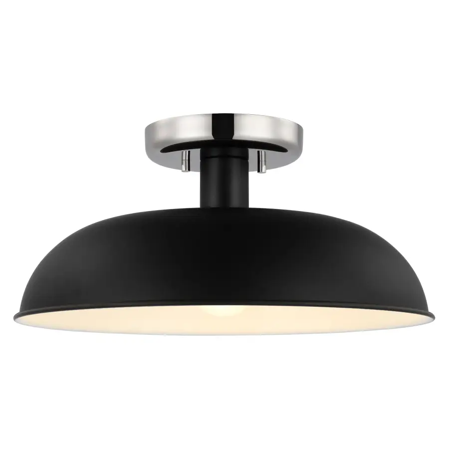 Colony Small Semi-Flush Mount - Matte Black with Polished Nickel - Image 2