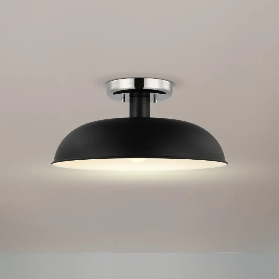 Colony Small Semi-Flush Mount - Matte Black with Polished Nickel - Image 5