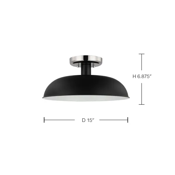 Colony Small Semi-Flush Mount - Matte Black with Polished Nickel - Image 6