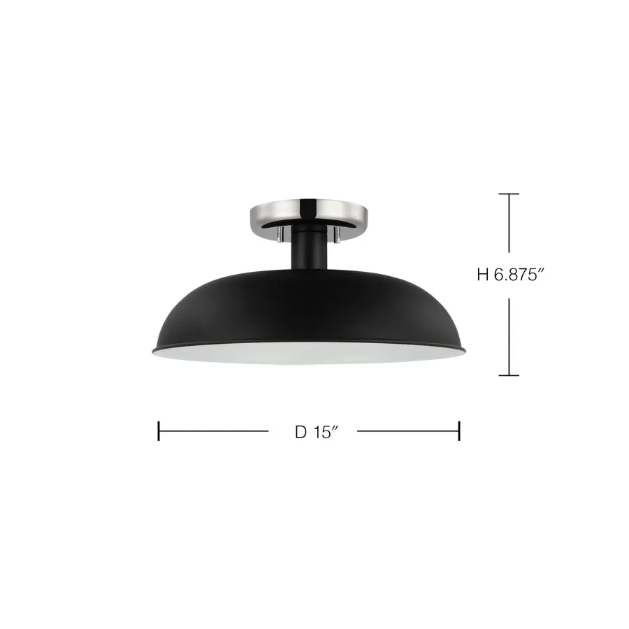 Colony Small Semi-Flush Mount - Matte Black with Polished Nickel - Image 6
