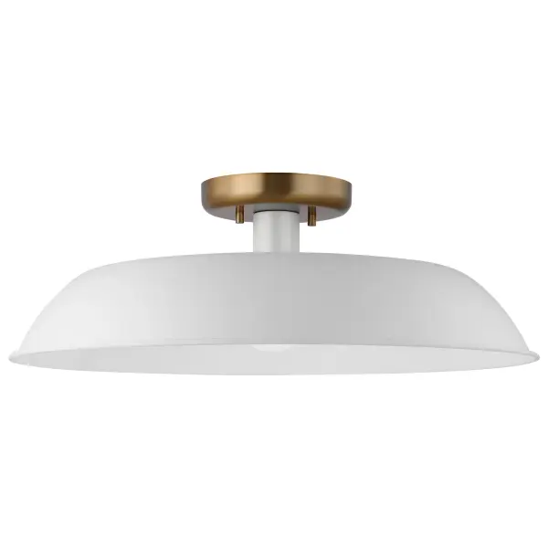 Colony Medium Semi-Flush Mount - Matte White with Burnished Brass - Image 1