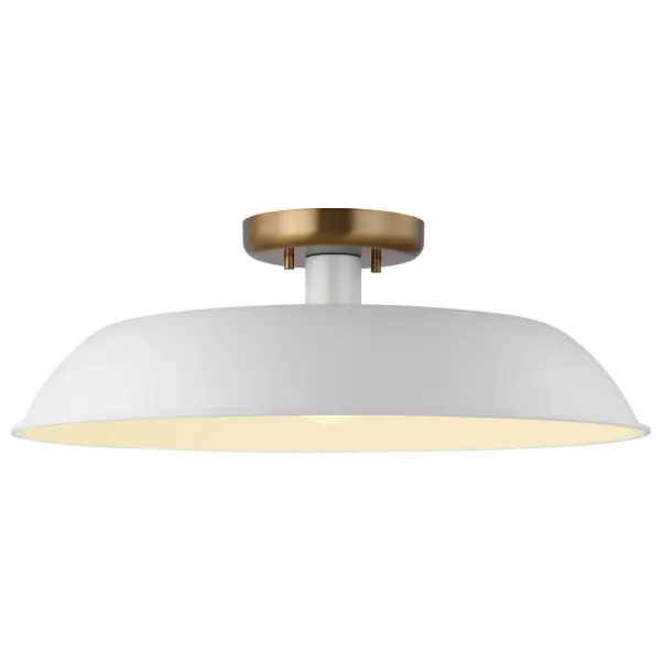 Colony Medium Semi-Flush Mount - Matte White with Burnished Brass - Image 2