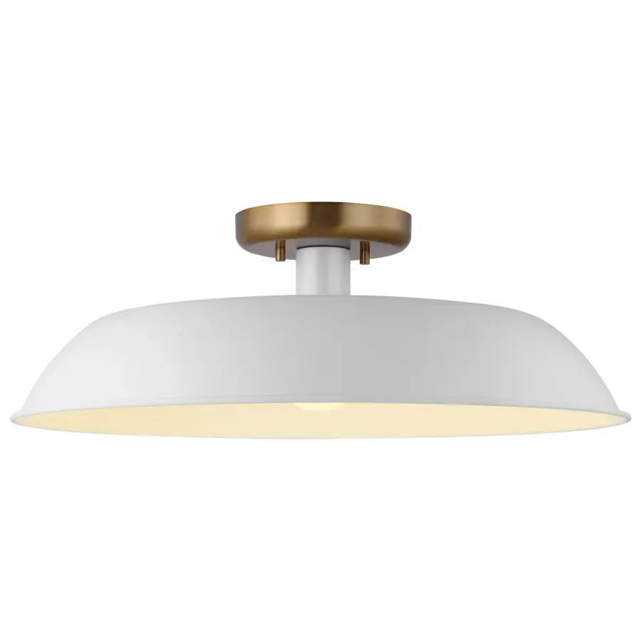 Colony Medium Semi-Flush Mount - Matte White with Burnished Brass - Image 2