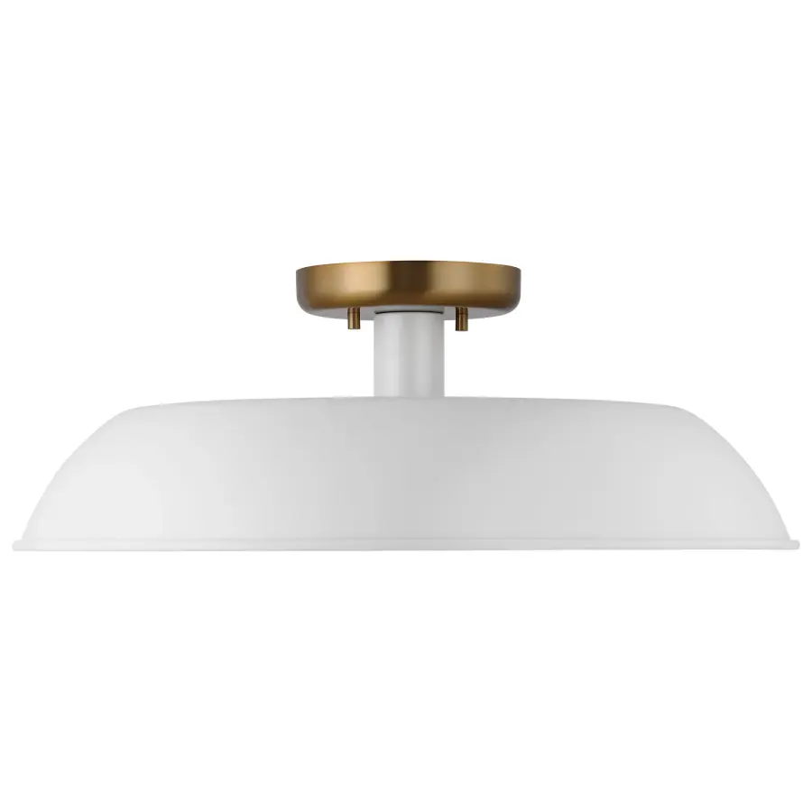 Colony Medium Semi-Flush Mount - Matte White with Burnished Brass - Image 3