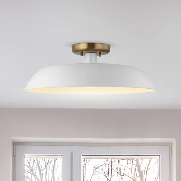 Colony Medium Semi-Flush Mount - Matte White with Burnished Brass - Image 5
