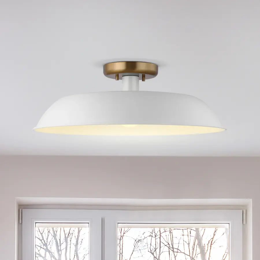 Colony Medium Semi-Flush Mount - Matte White with Burnished Brass - Image 5